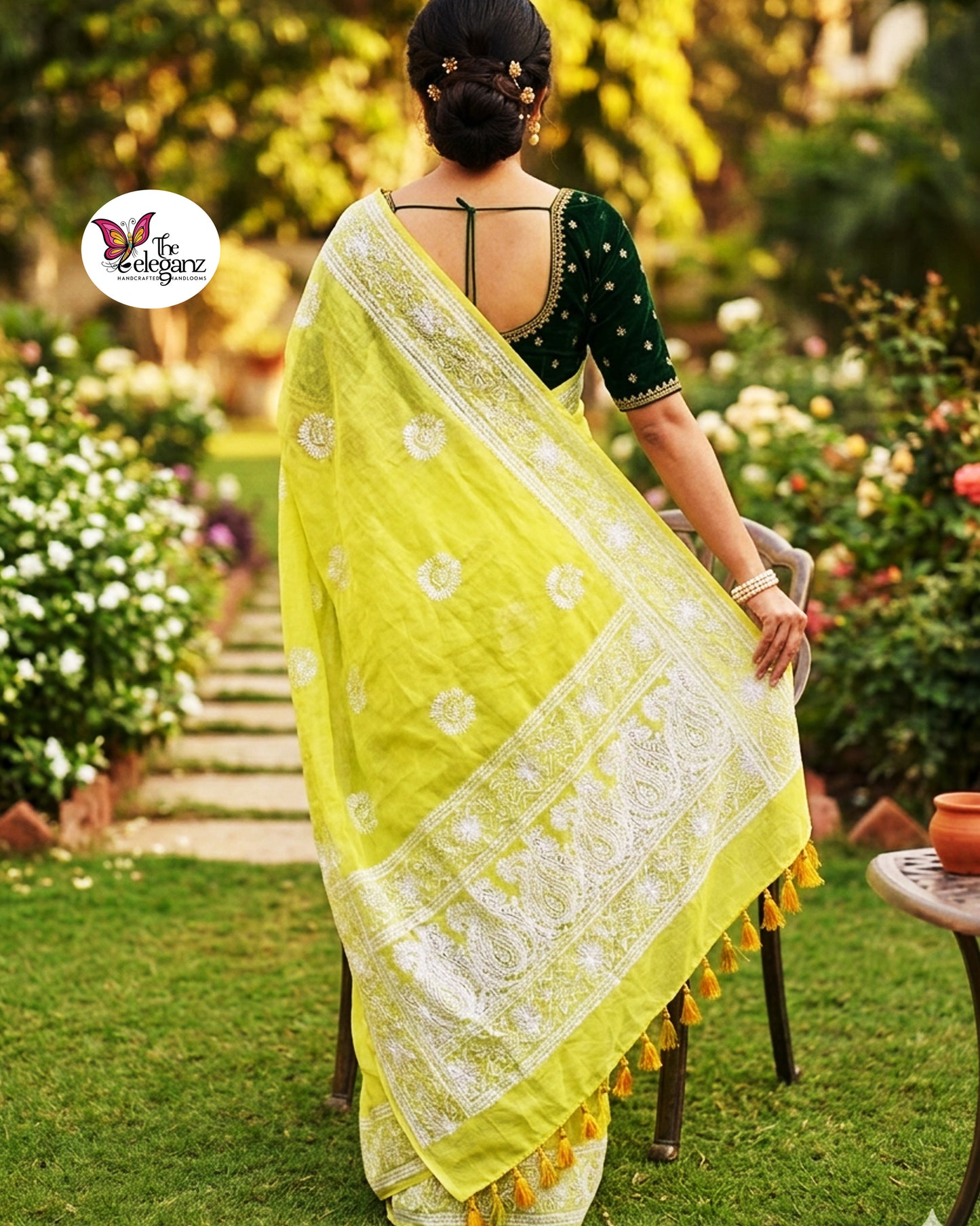 Primrose Mul Cotton Chikankari Saree