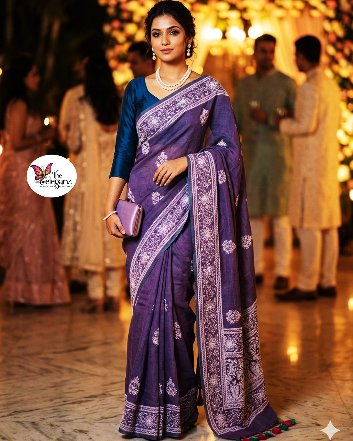 Iris Mul Cotton Chikankari Saree