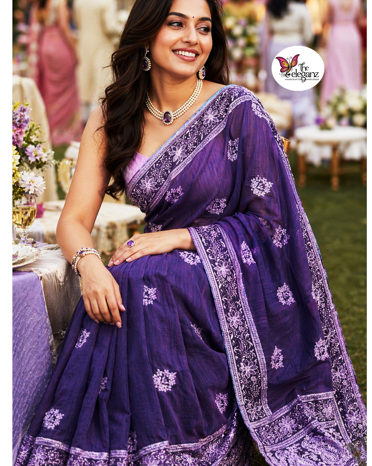 Iris Mul Cotton Chikankari Saree