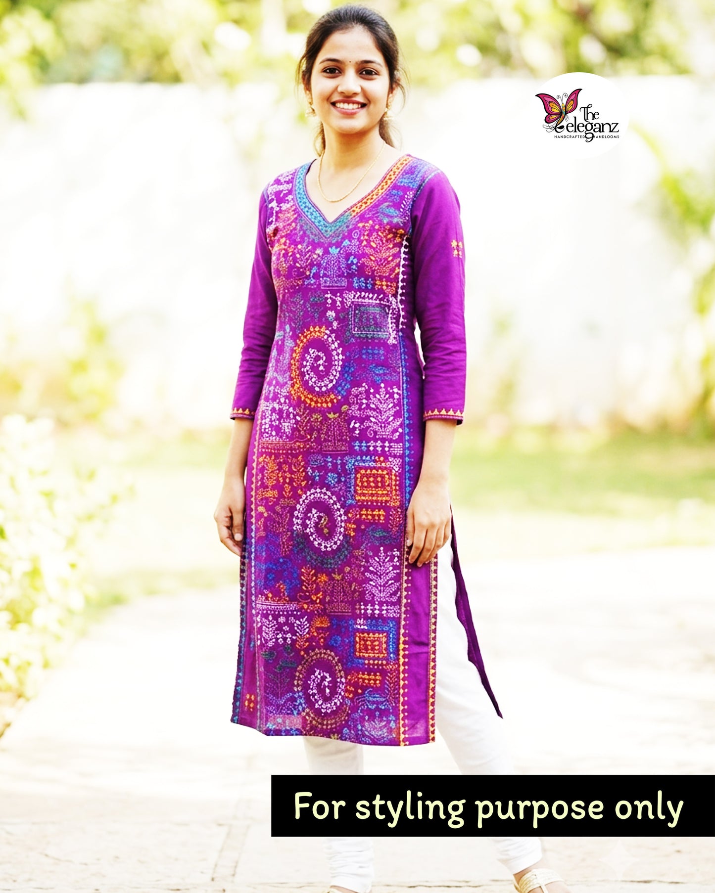Rupkatha - Authentic Warli-Inspired Kantha Work Cotton Kamiz Piece