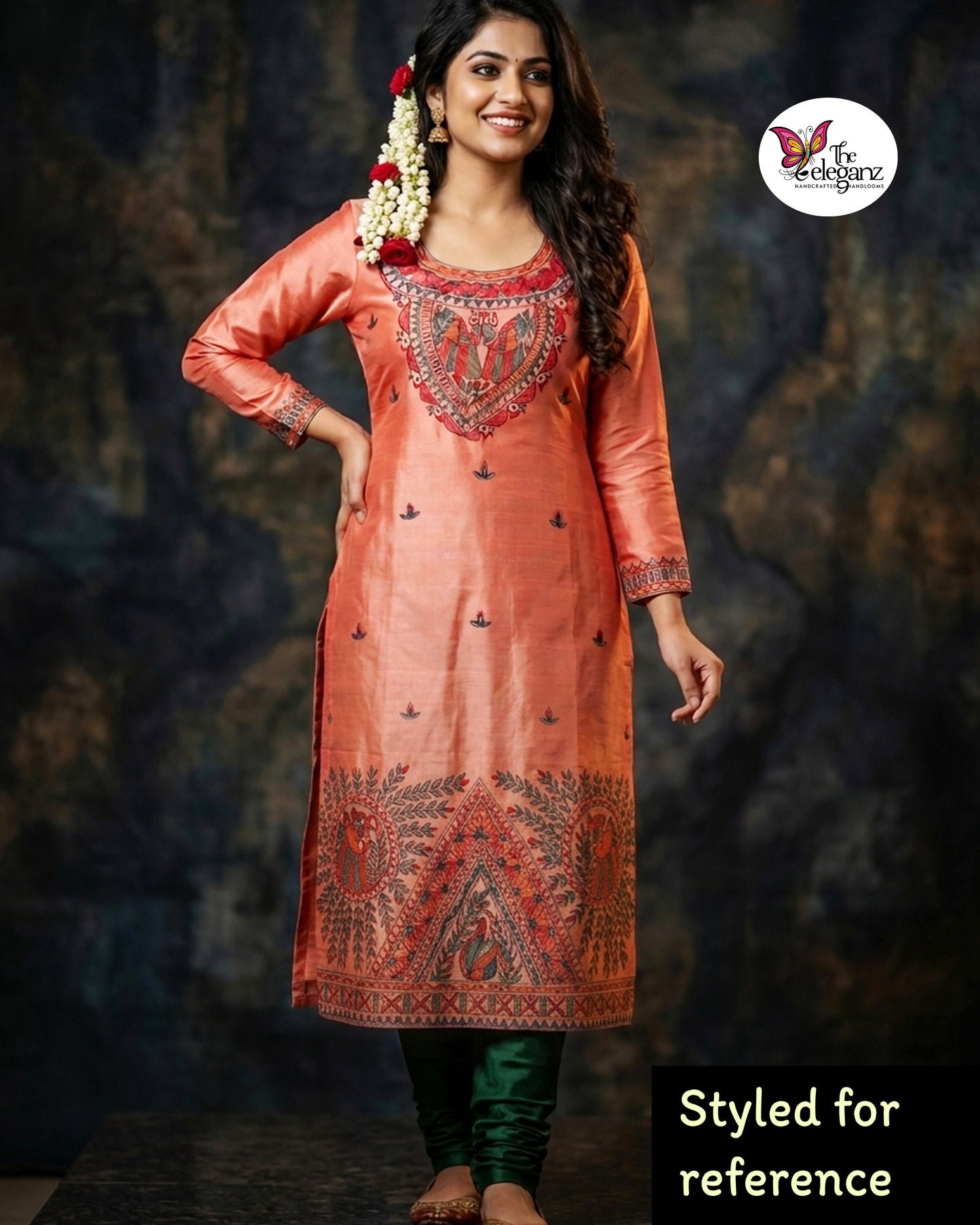 Mayuri - Pure Silk Handpainted Kurti Piece