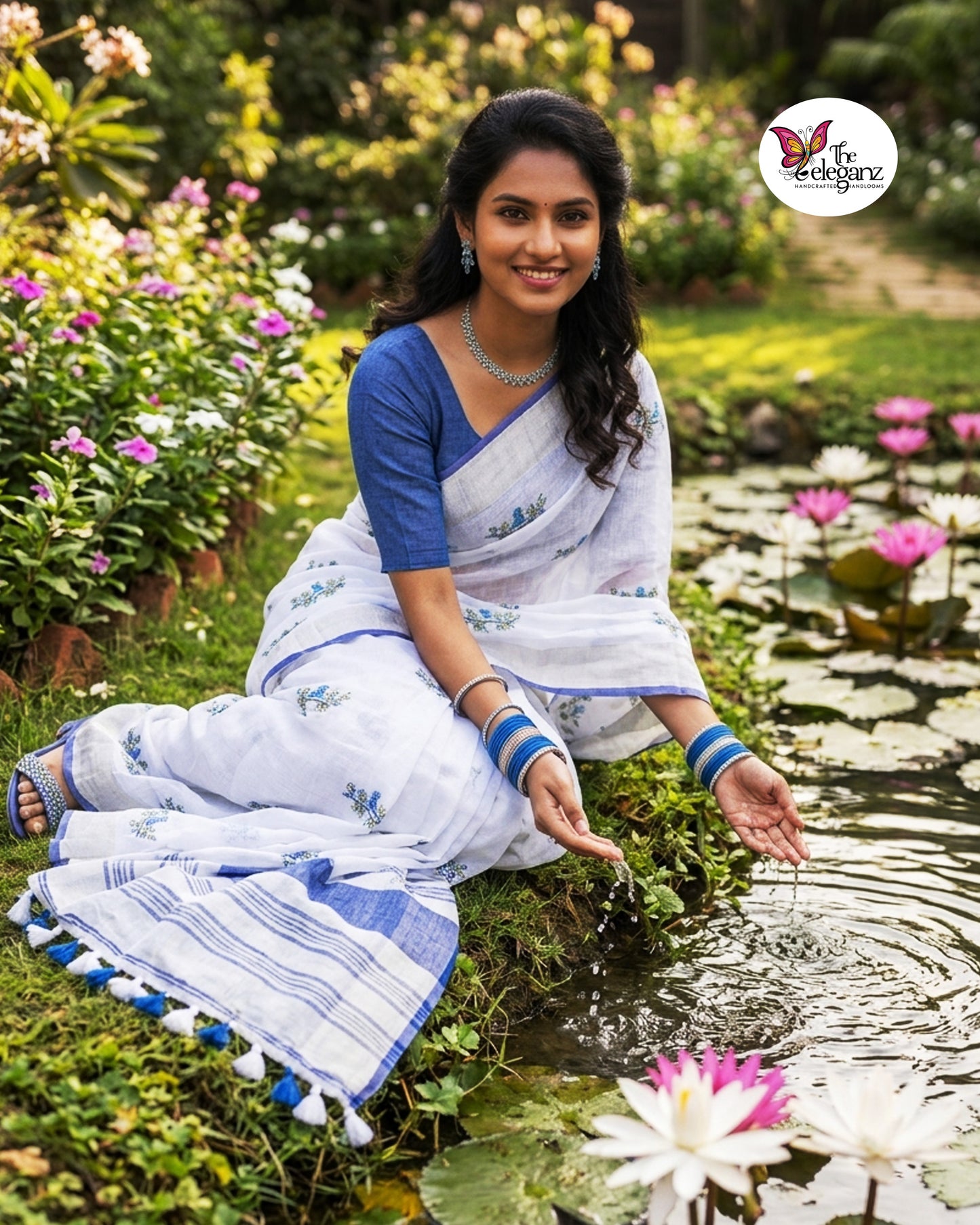 Neelpakshi – Embroidered Pure Linen Saree