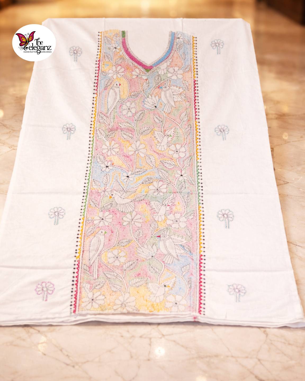 Pushpobon – Multicolour Kantha Unstitched Suit Piece