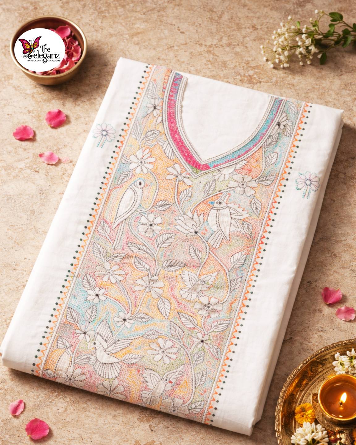 Pushpobon – Multicolour Kantha Unstitched Suit Piece