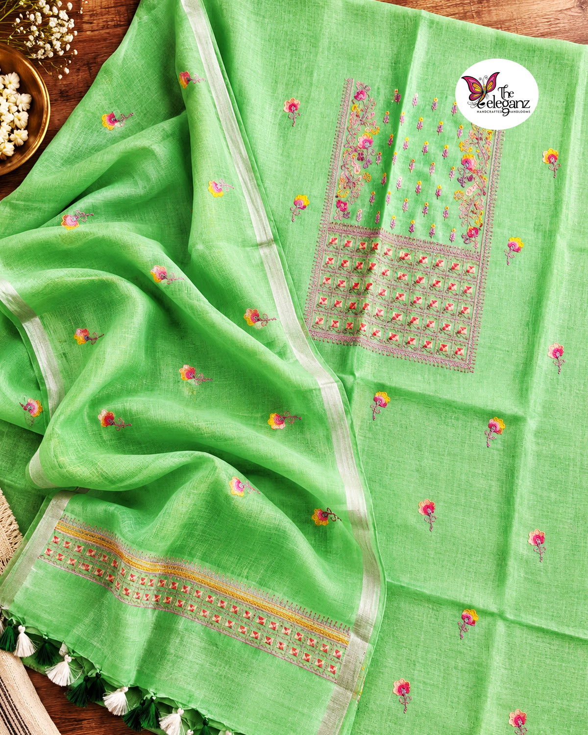 Meadow Bloom – Pure Linen Unstitched Suit Set
