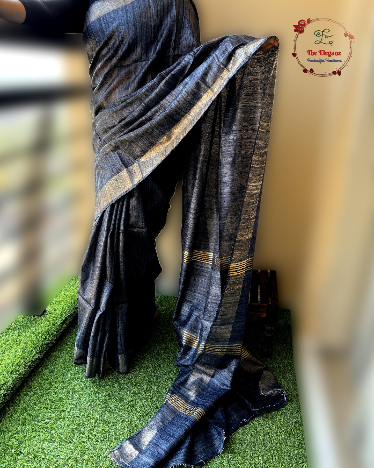 Midnight Mist Ghicha Silk Saree