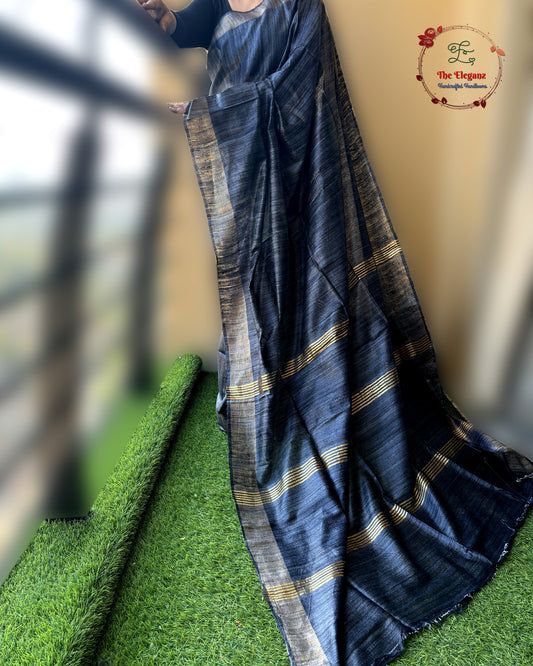 Midnight Mist Ghicha Silk Saree