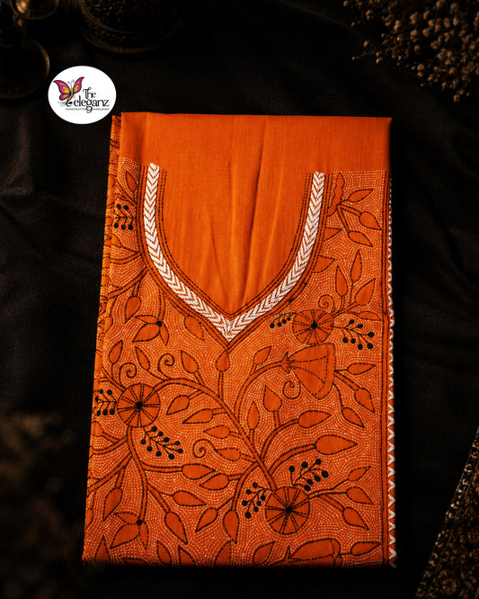 Hemangini - Reverse Kantha Work Cotton Kamiz Piece