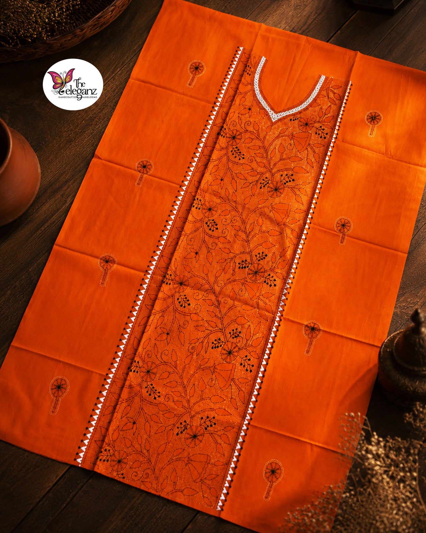 Hemangini - Reverse Kantha Work Cotton Kamiz Piece