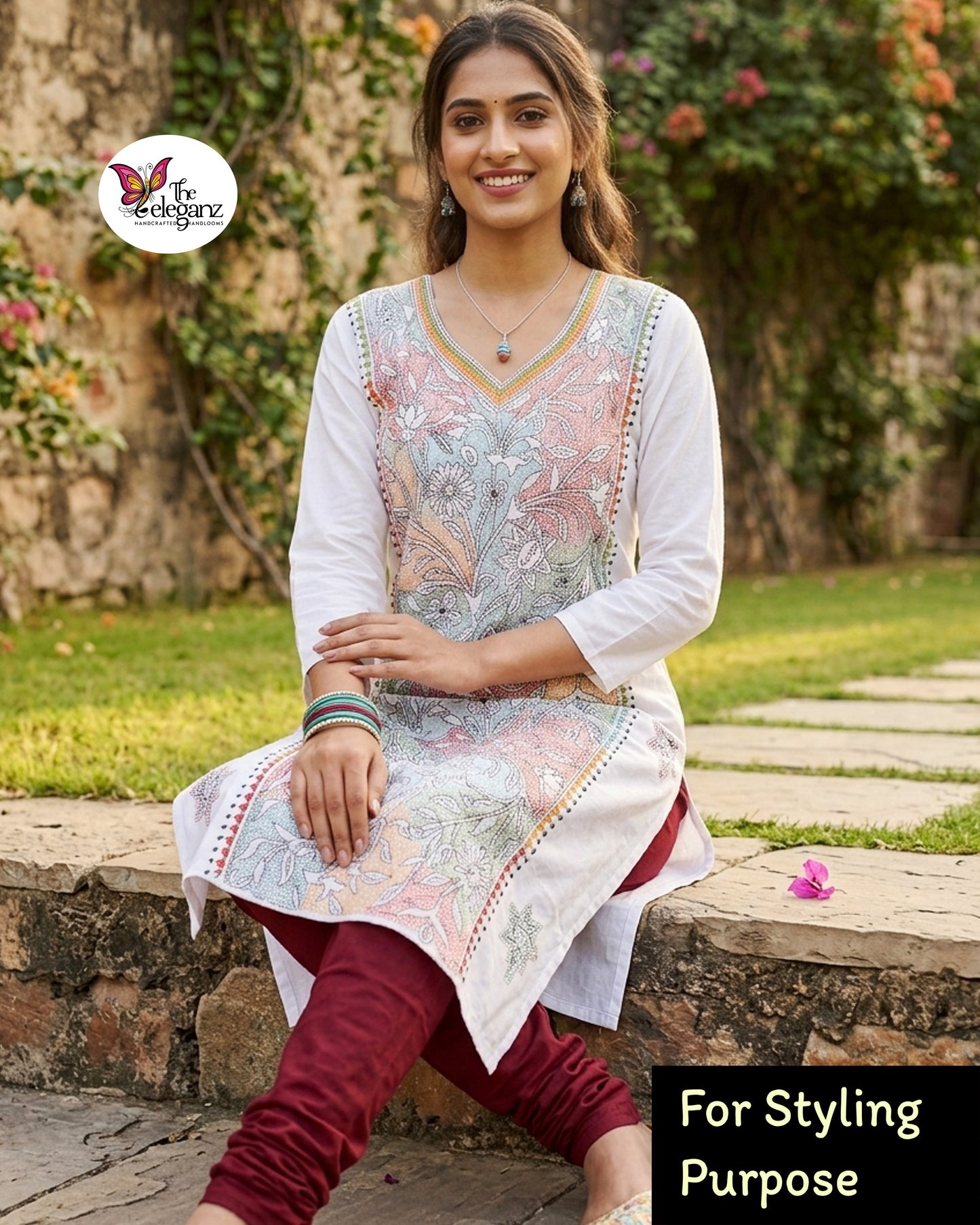 Alpona - Reverse Kantha Work Cotton Kamiz Piece