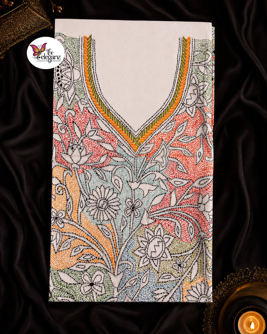 Alpona - Reverse Kantha Work Cotton Kamiz Piece