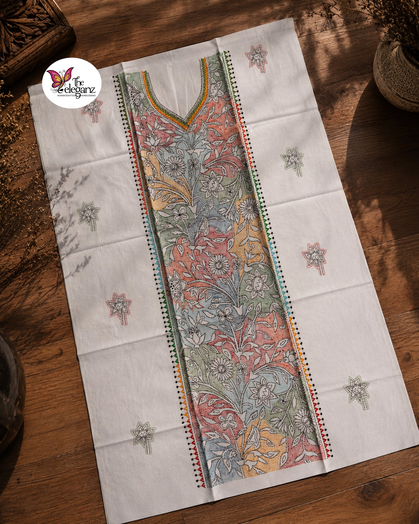 Alpona - Reverse Kantha Work Cotton Kamiz Piece