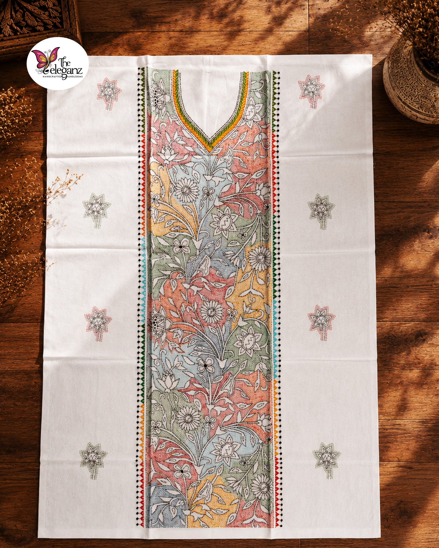 Alpona - Reverse Kantha Work Cotton Kamiz Piece