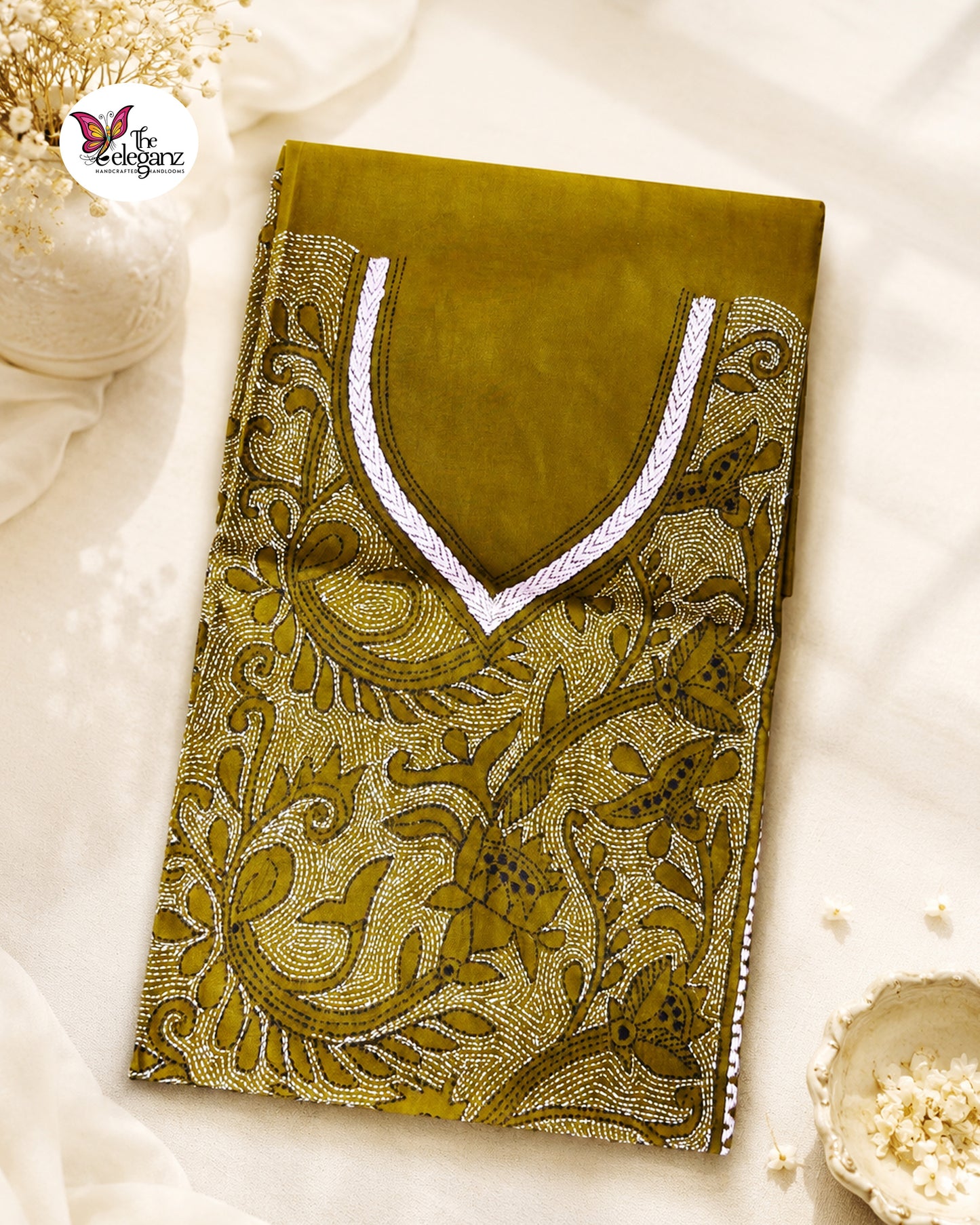 Shyamoli - Reverse Kantha Work Cotton Kamiz Piece