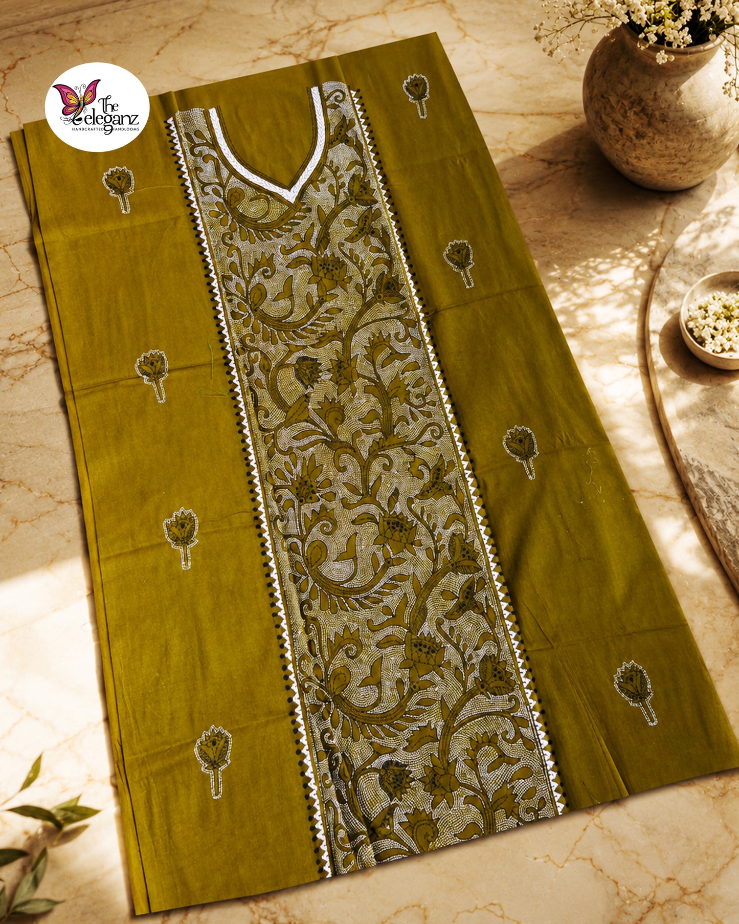 Shyamoli - Reverse Kantha Work Cotton Kamiz Piece