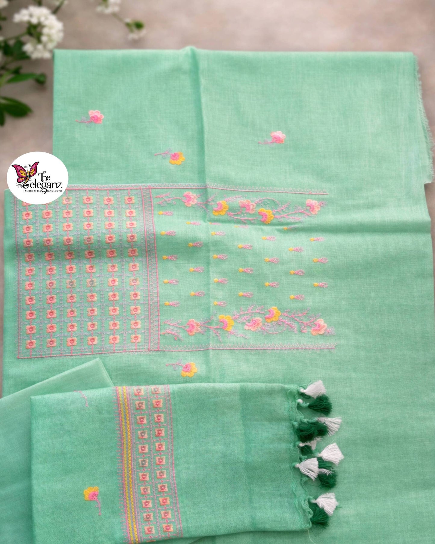 Meadow Bloom – Pure Linen Unstitched Suit Set