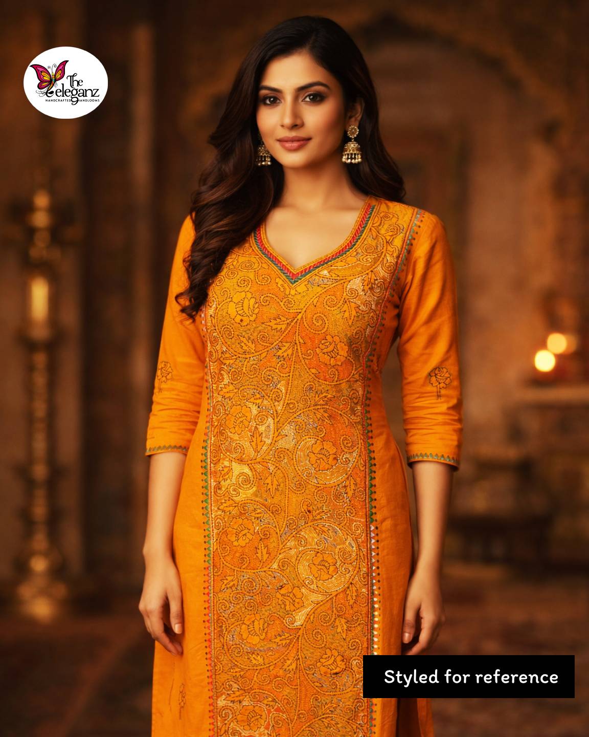 Basanti – Floral Kantha Unstitched Suit Piece