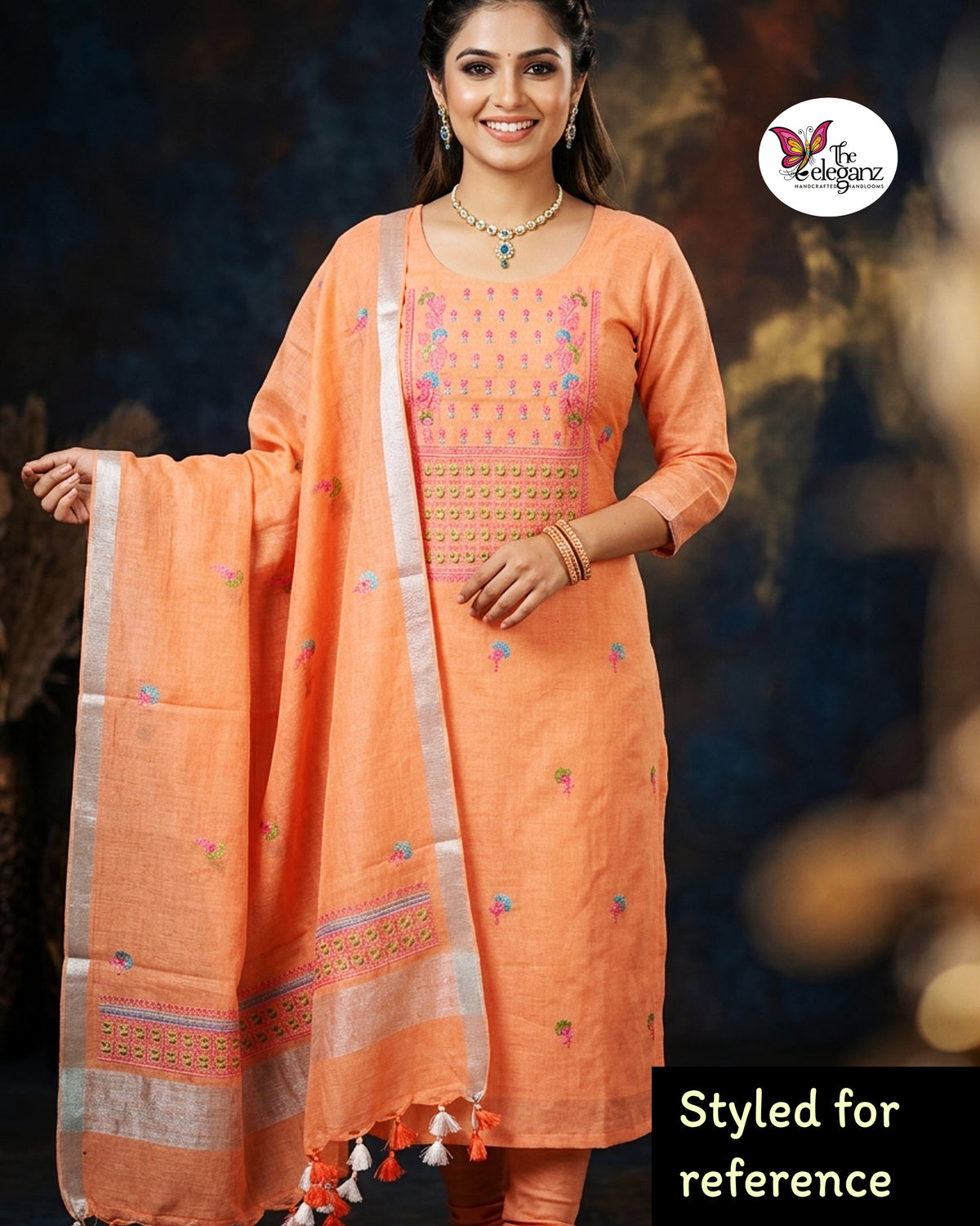 Peach Blossom – Pure Linen Unstitched Suit Set