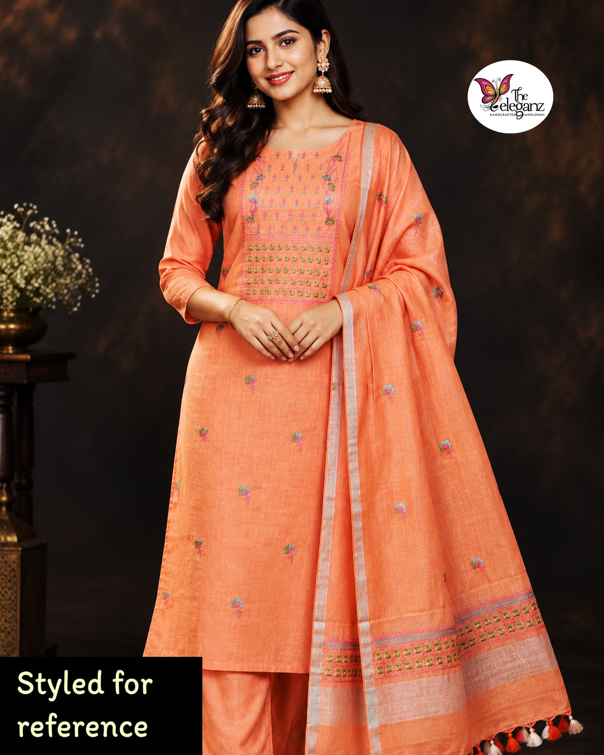 Peach Blossom – Pure Linen Unstitched Suit Set