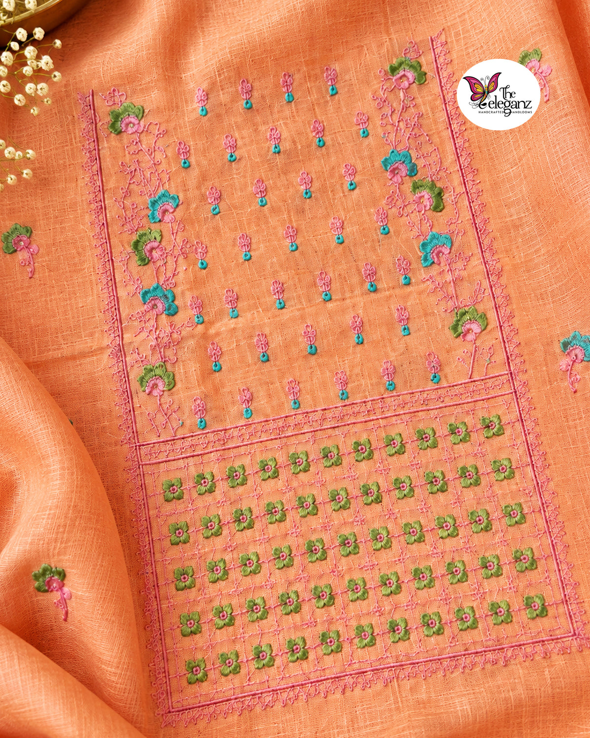Peach Blossom – Pure Linen Unstitched Suit Set