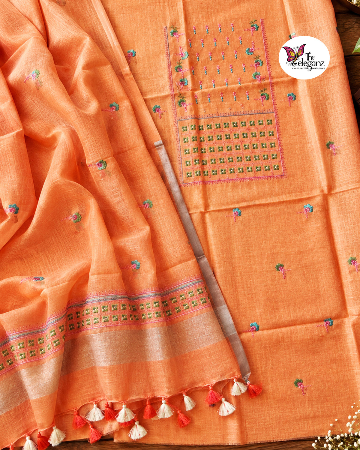Peach Blossom – Pure Linen Unstitched Suit Set