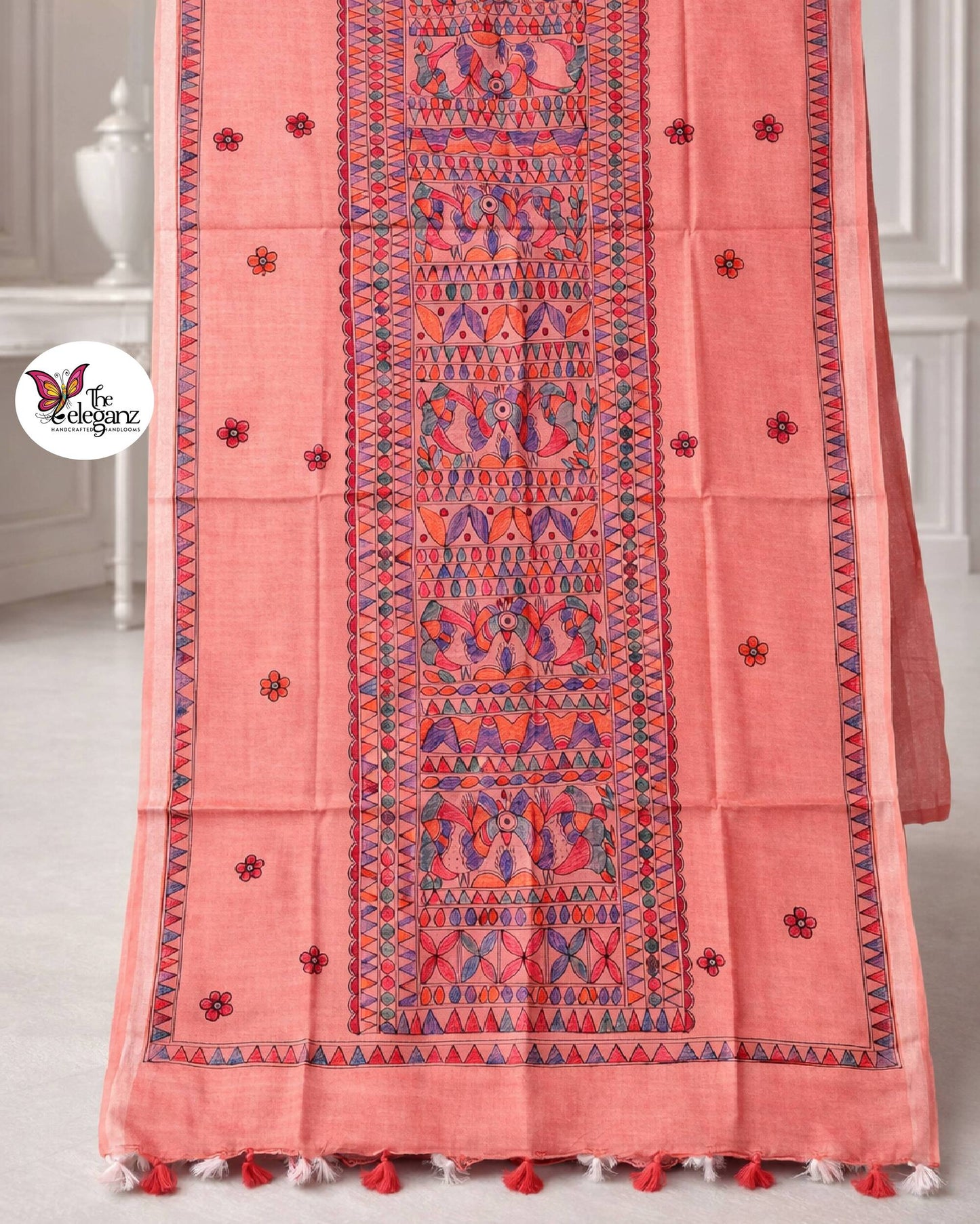 Birds of Mithila – Hand Painted Madhubani Unstitched Suit Set