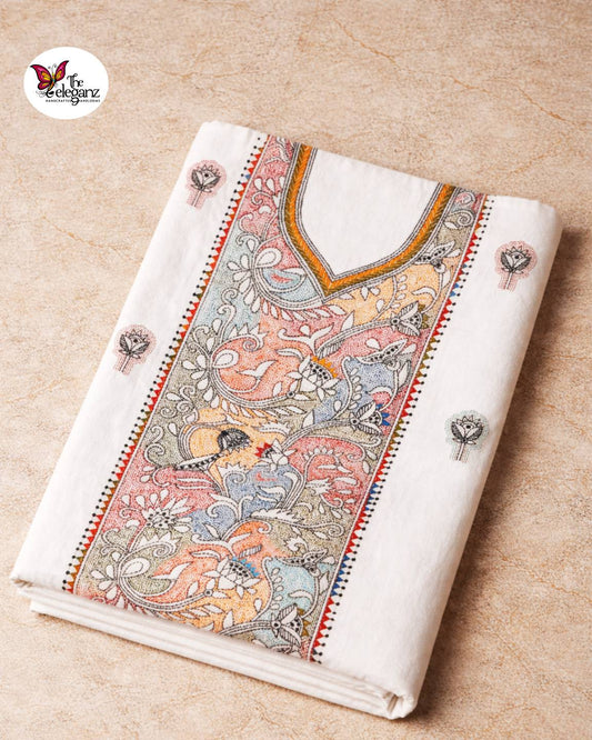 Bonolata – Floral & Bird Kantha Unstitched Suit Piece