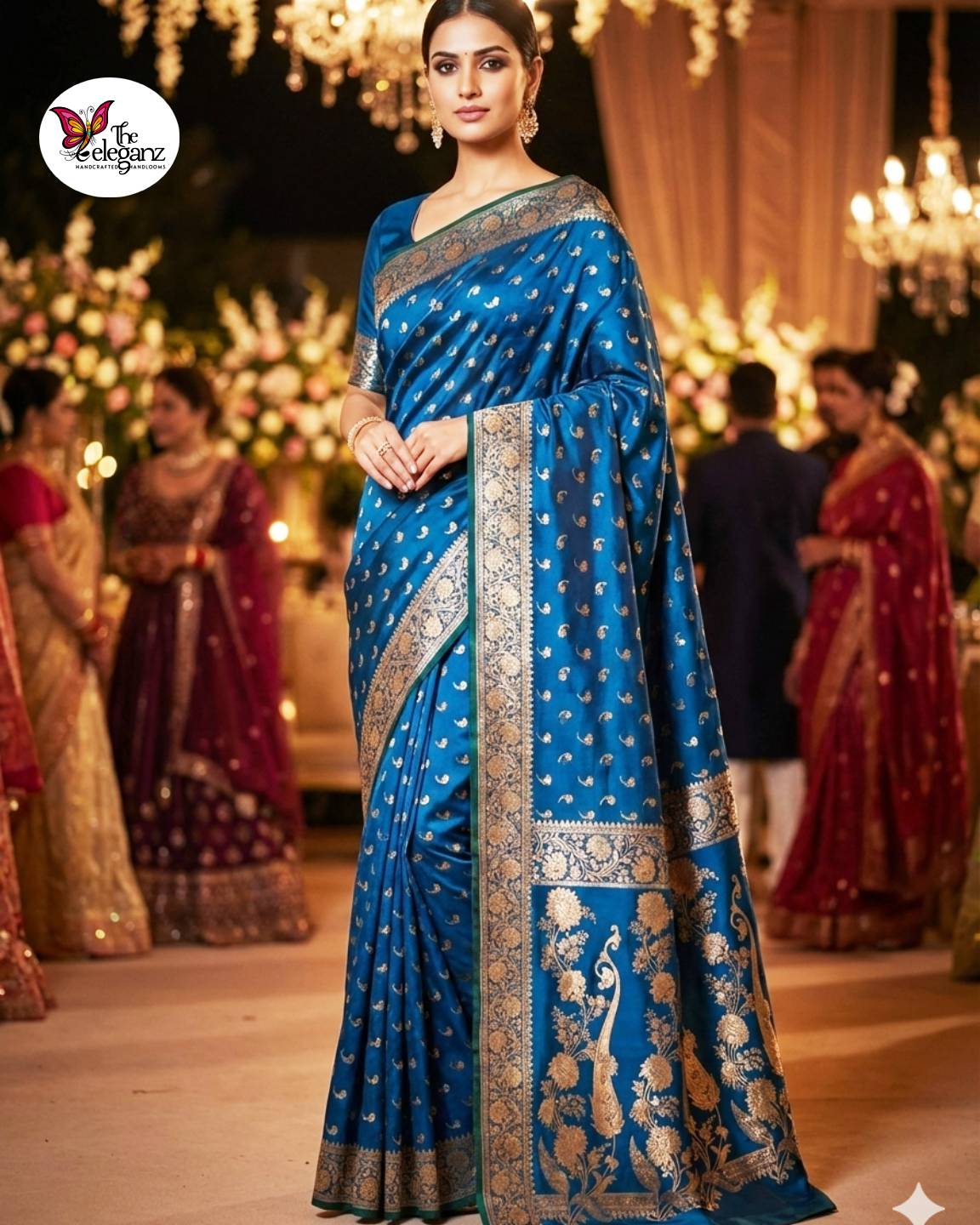 Swarnalata – Blue Mashroo Katan Silk