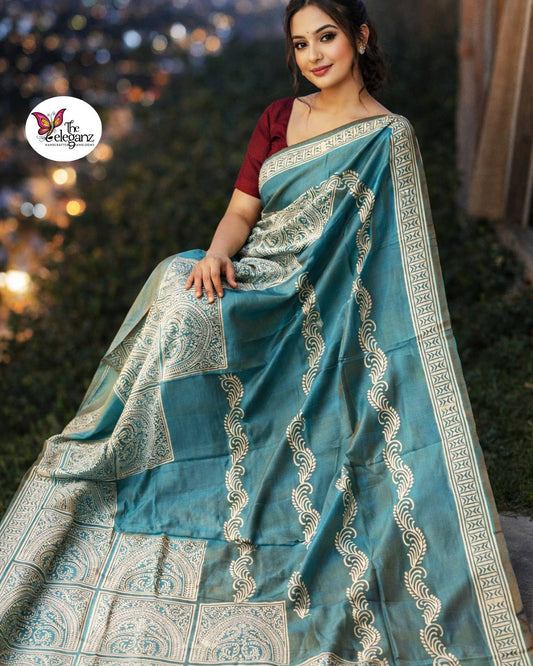 Neelambari Pure Bishnupuri Katan Silk Saree