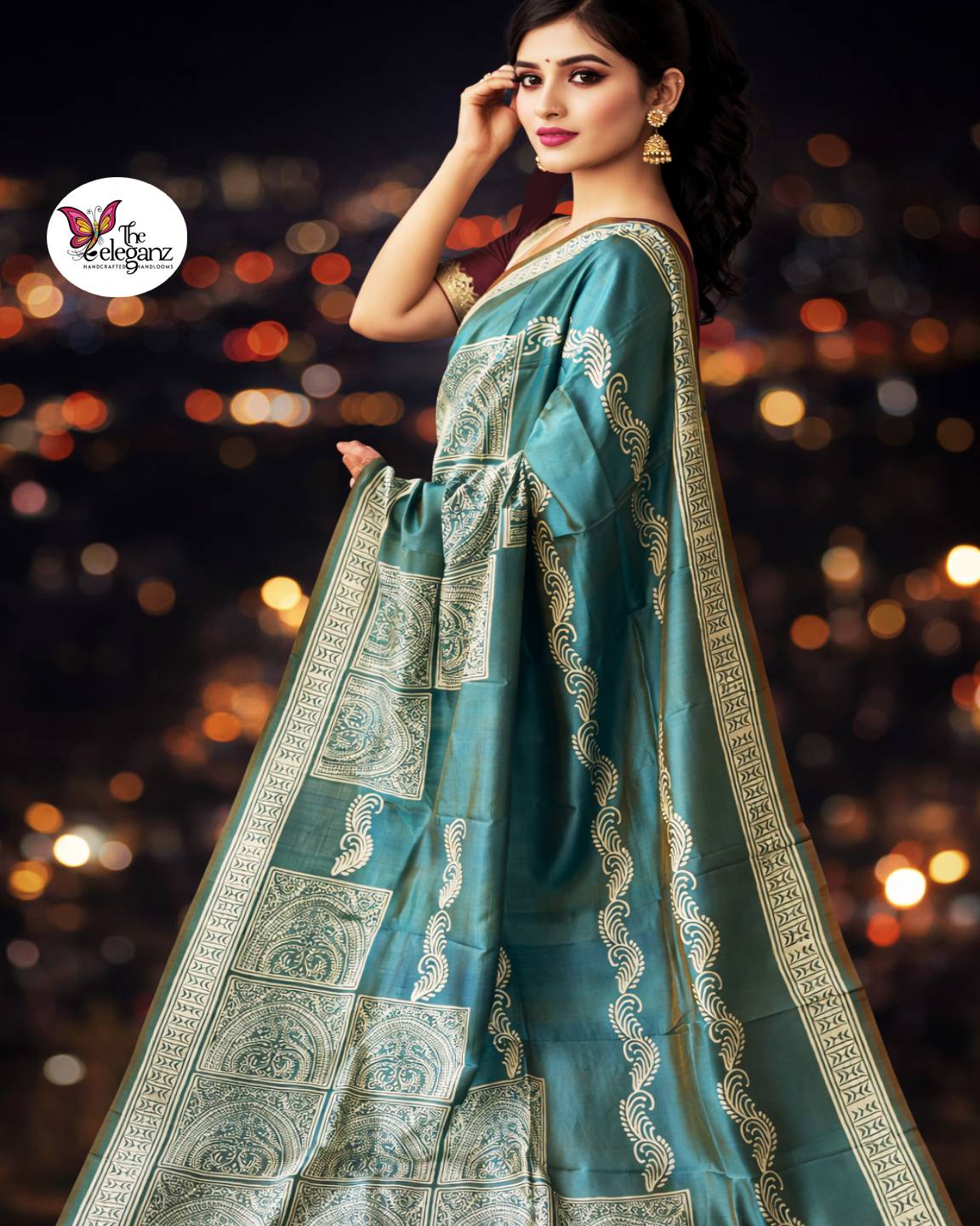 Neelambari Pure Bishnupuri Katan Silk Saree