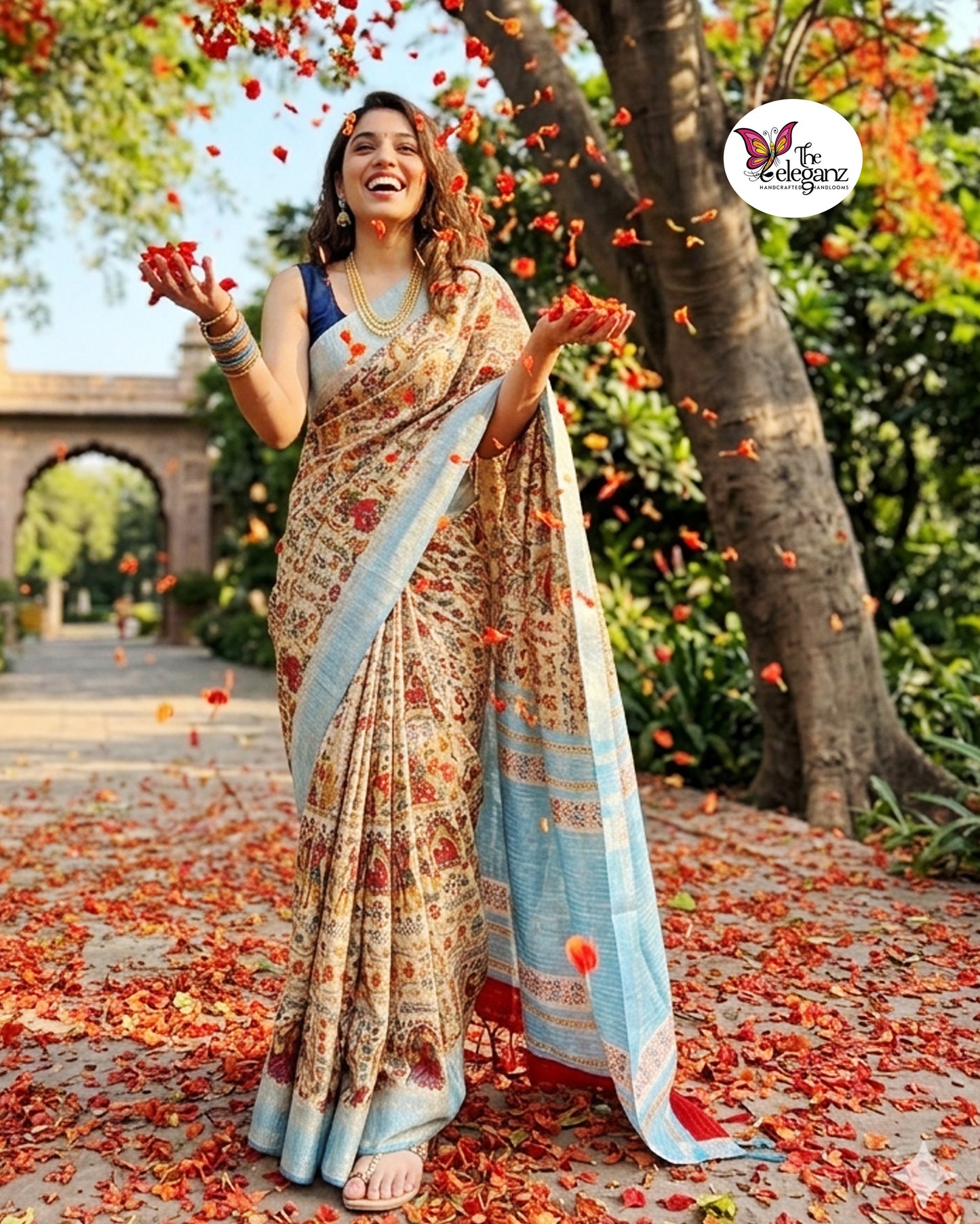 Mithila Neelanjana – Printed Ghicha Silk Saree [Silkmark Certified]
