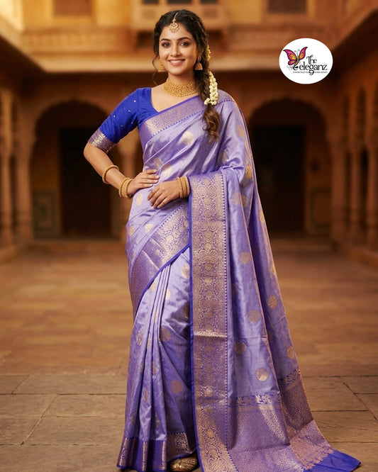 Neel Pushpika – Pure Katan Silk Saree [Silkmark Certified]
