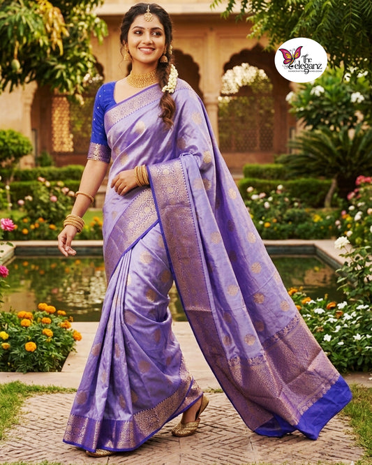Neel Pushpika – Pure Katan Silk Saree [Silkmark Certified]