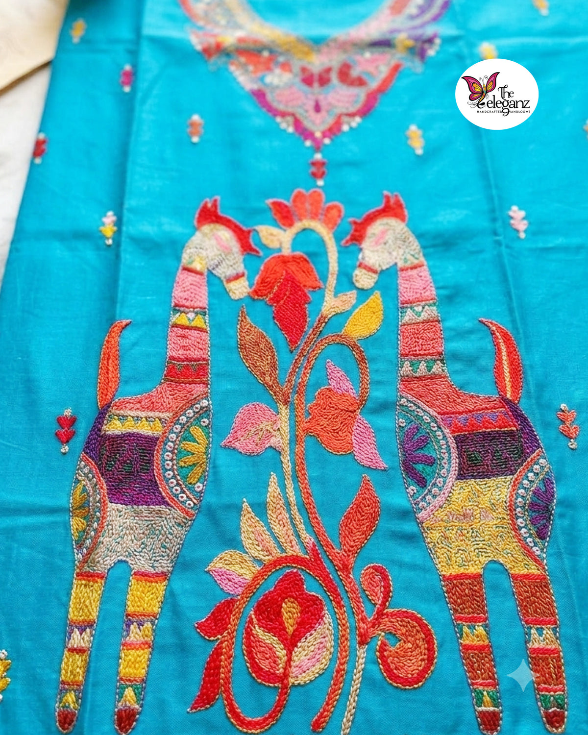 Firozee – Blended Bangalore Silk Hand Kantha Kurti Piece