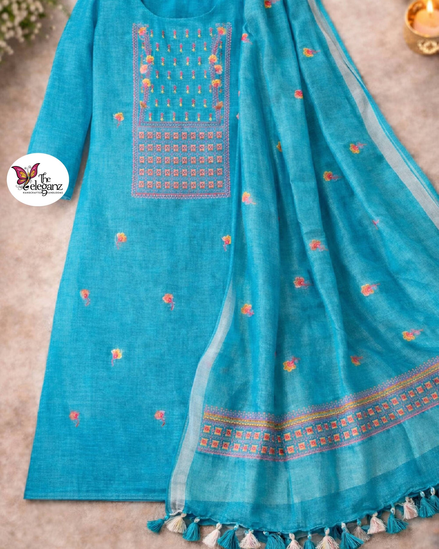 Ocean Breeze – Pure Linen Unstitched Suit Set