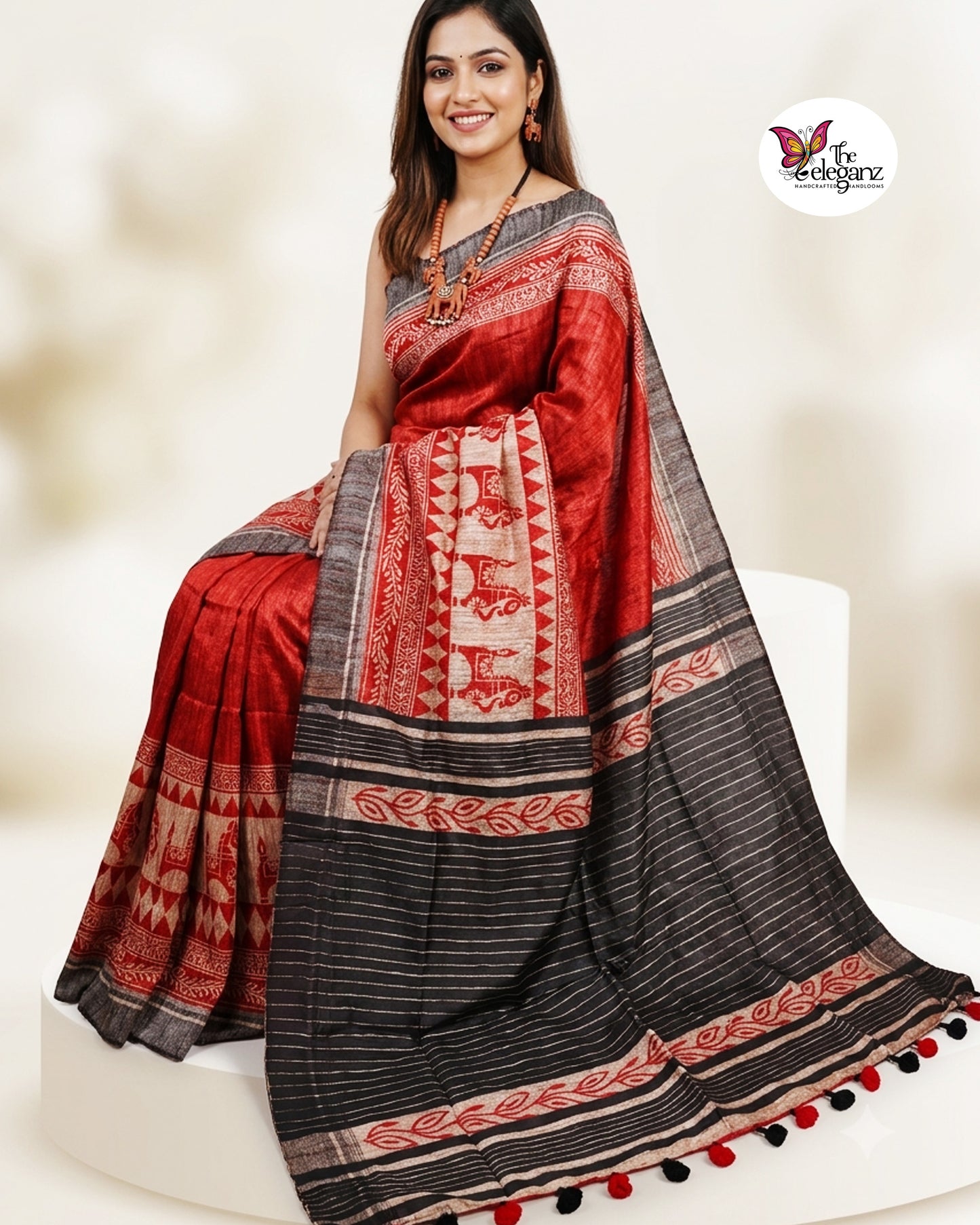Ranjhaboti - Printed Ghicha Silk Saree