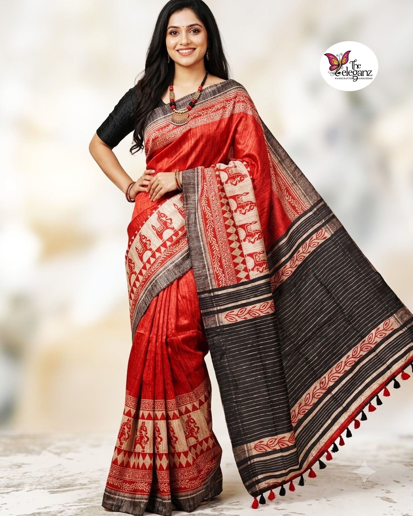 Ranjhaboti - Printed Ghicha Silk Saree