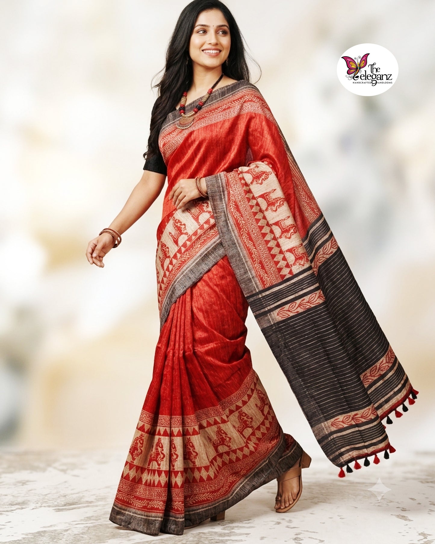 Ranjhaboti - Printed Ghicha Silk Saree