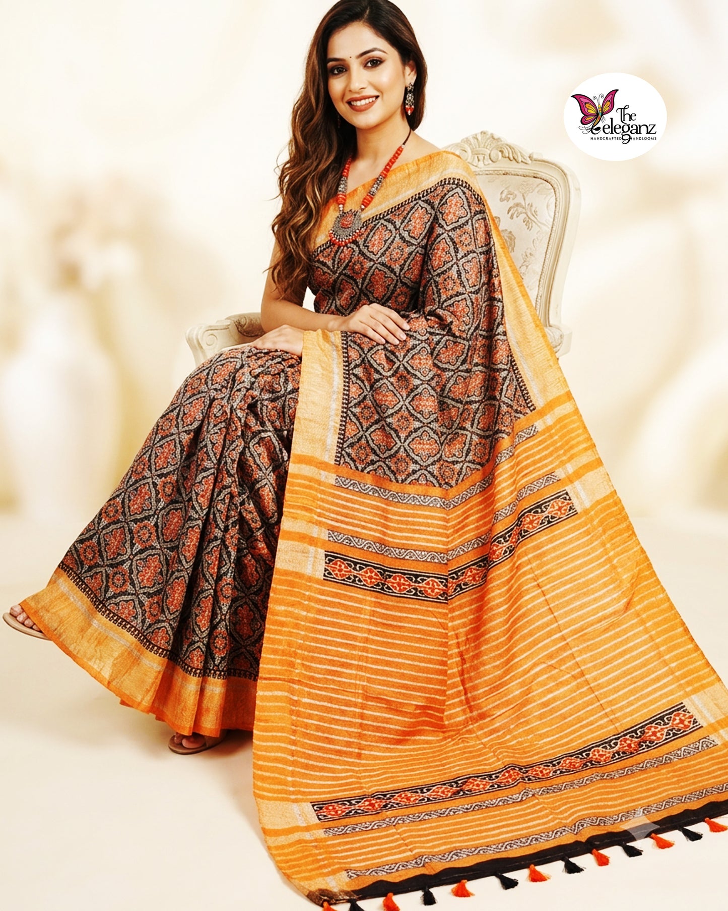 Monimala - Printed Ghicha Silk Saree
