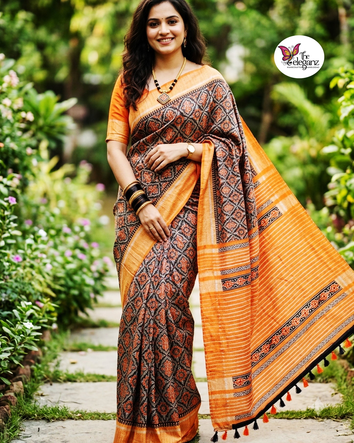 Monimala - Printed Ghicha Silk Saree