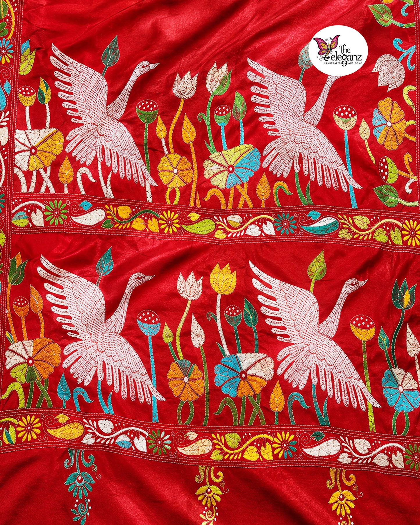 Chiriya – Maroon Kantha Stitch Saree