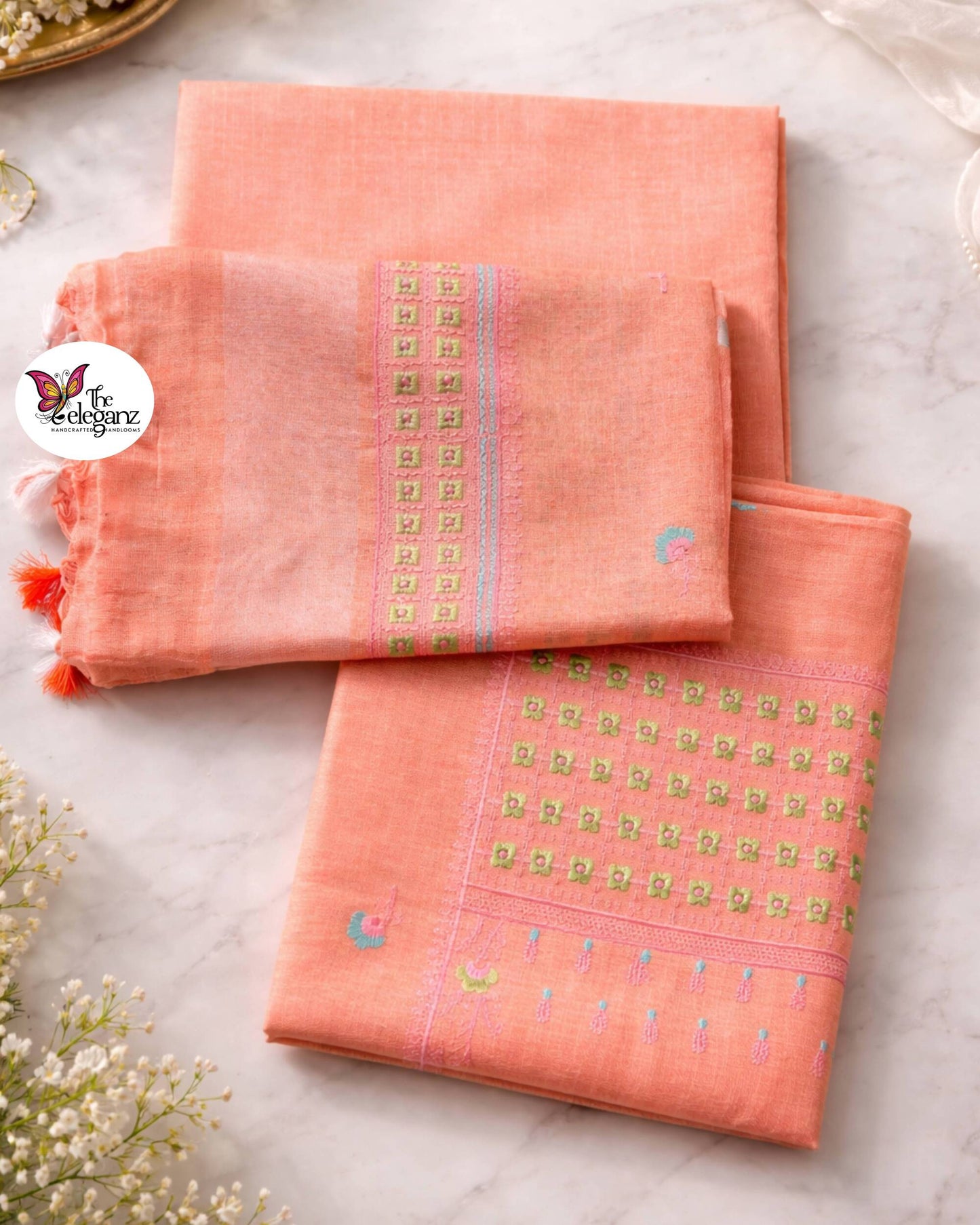 Peach Blossom – Pure Linen Unstitched Suit Set