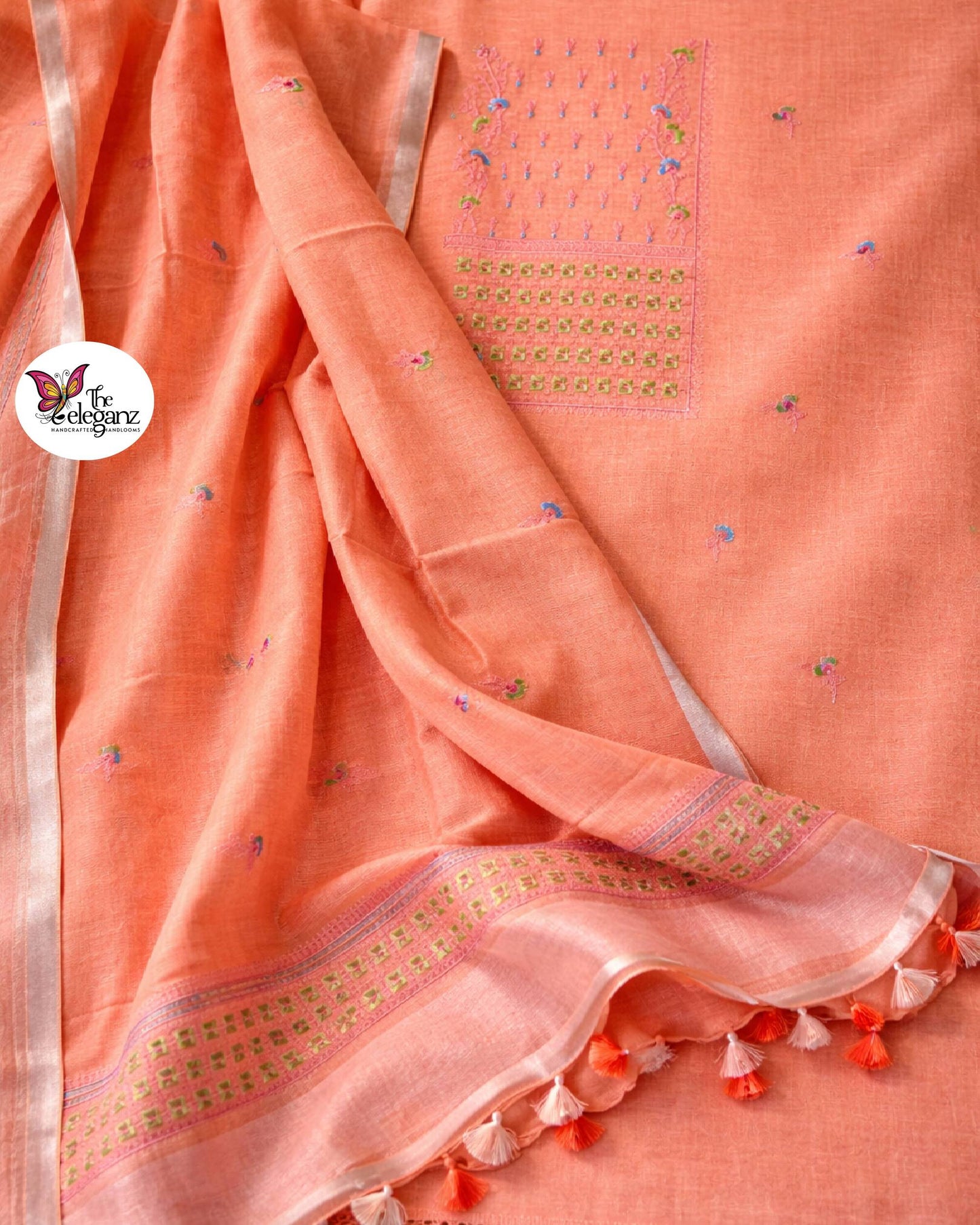 Peach Blossom – Pure Linen Unstitched Suit Set