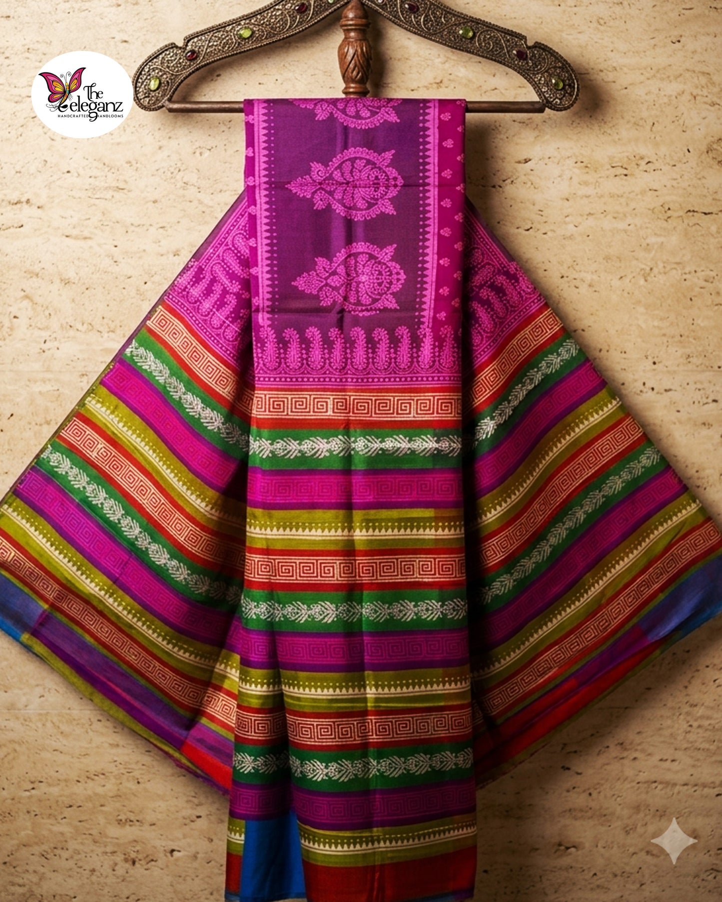 Tridhara — Pure Bishnupuri Katan Silk Saree
