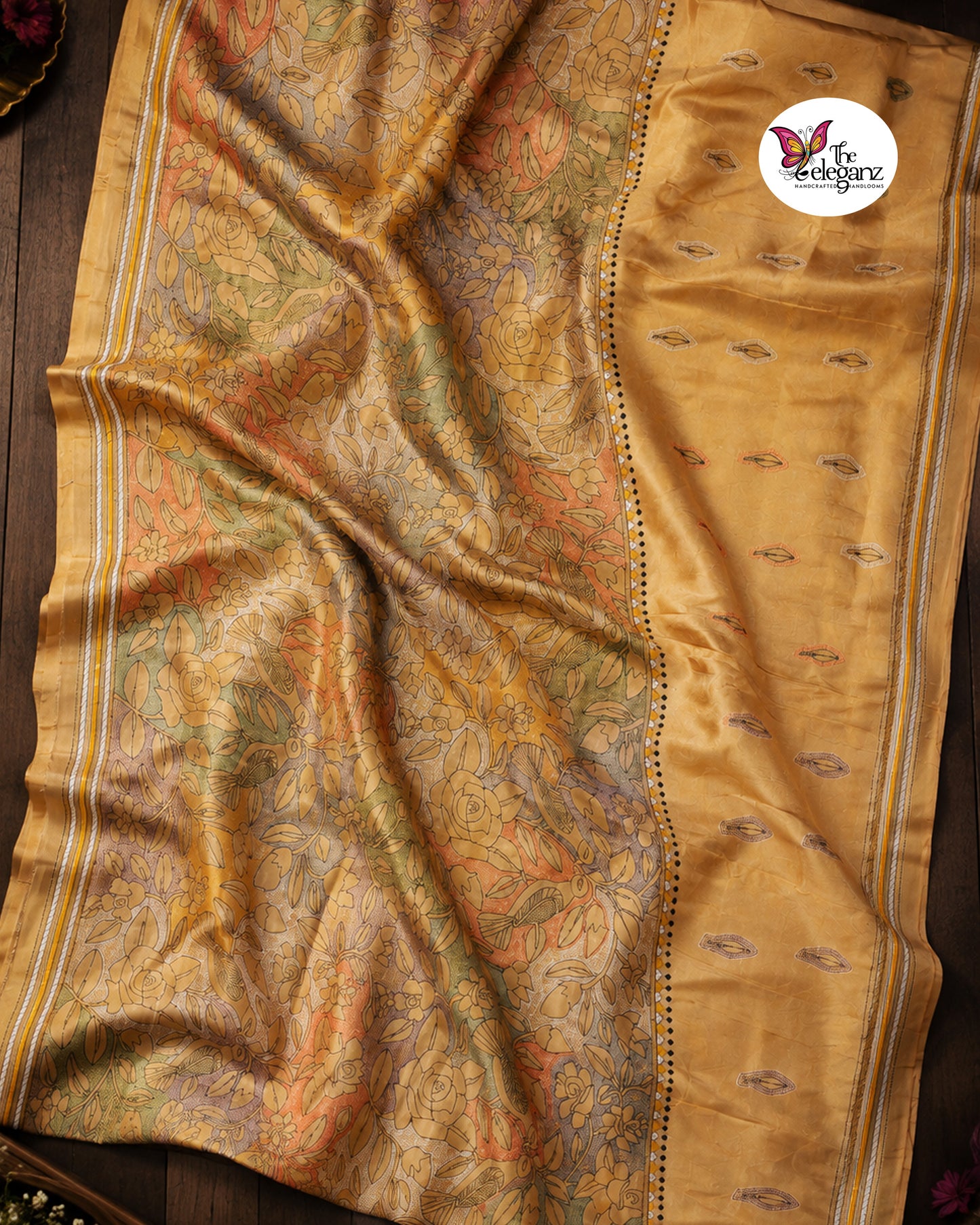 Pushpa – Pure Bangalore Silk Reverse Kantha Saree