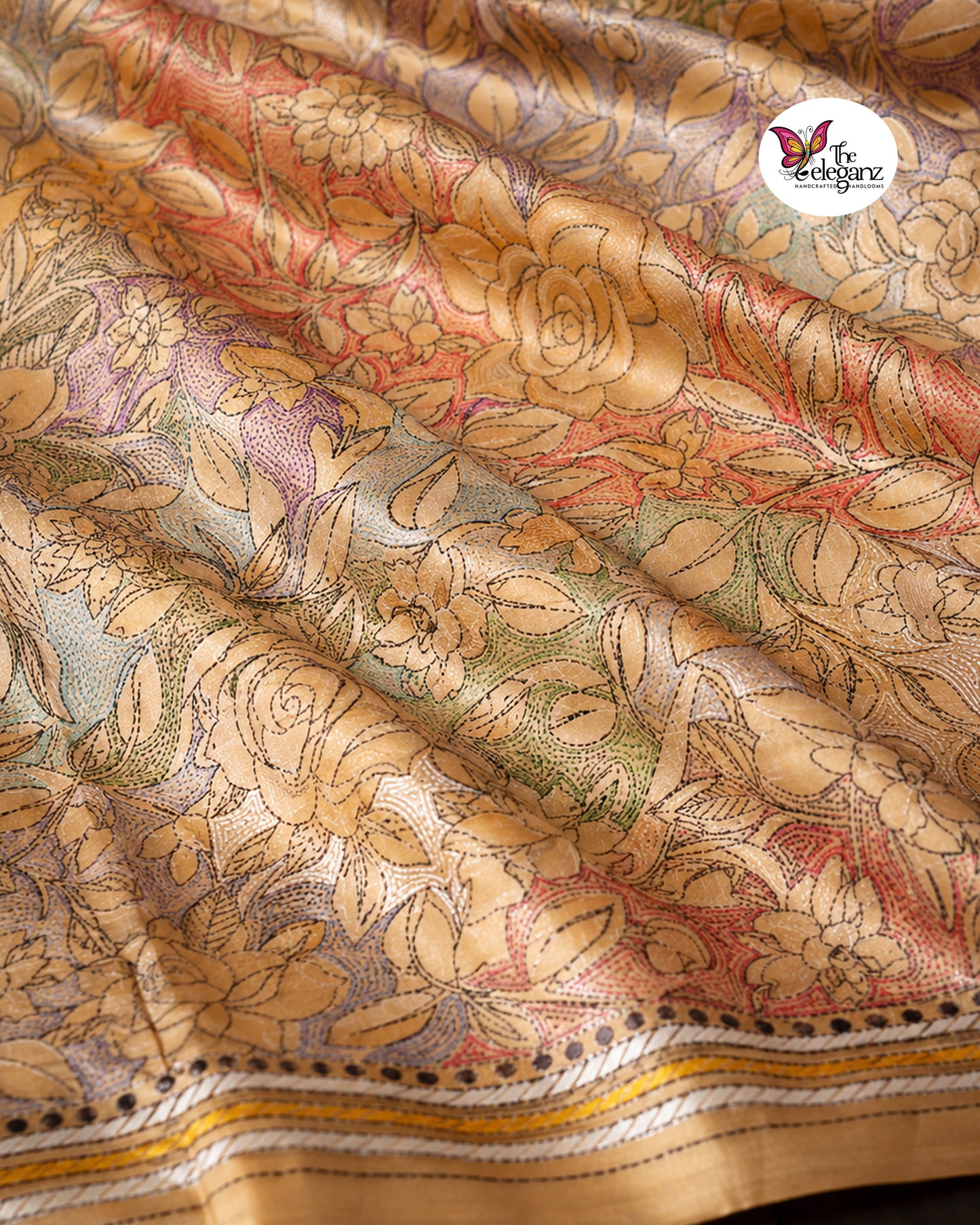 Pushpa – Pure Bangalore Silk Reverse Kantha Saree