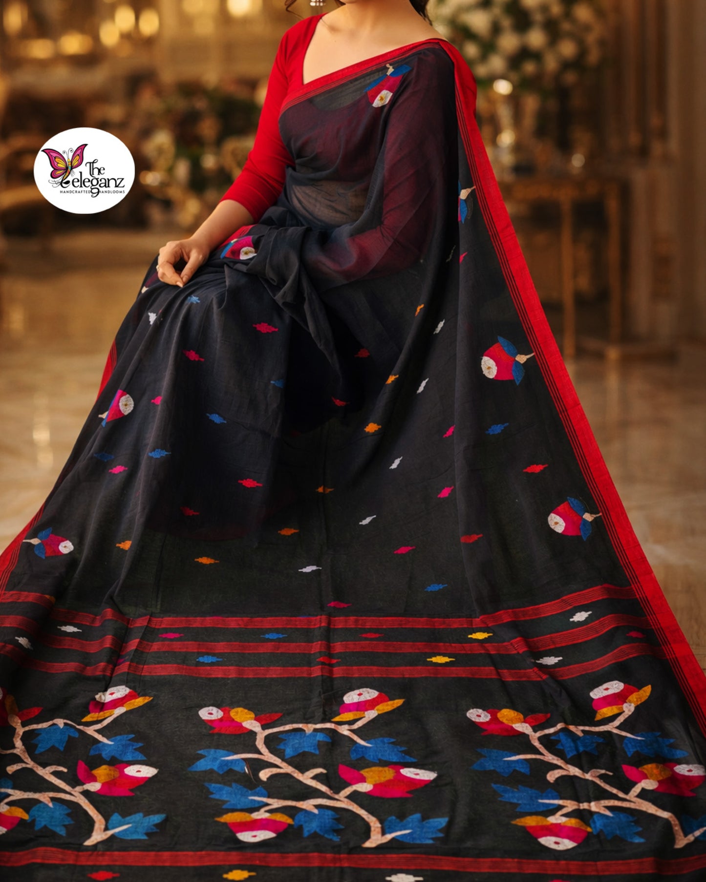 Pakshiranjini Premium Cotton Jamdani Handloom Saree