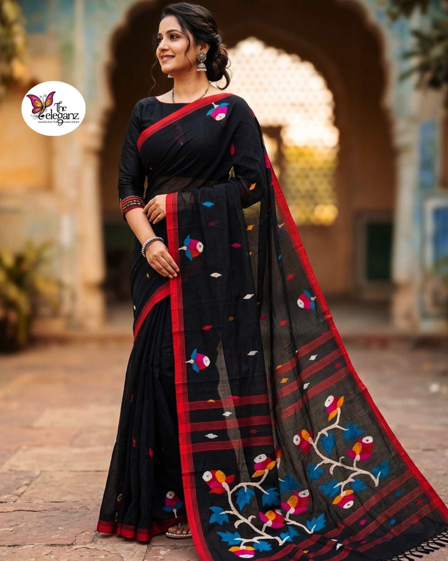 Pakshiranjini Premium Cotton Jamdani Handloom Saree