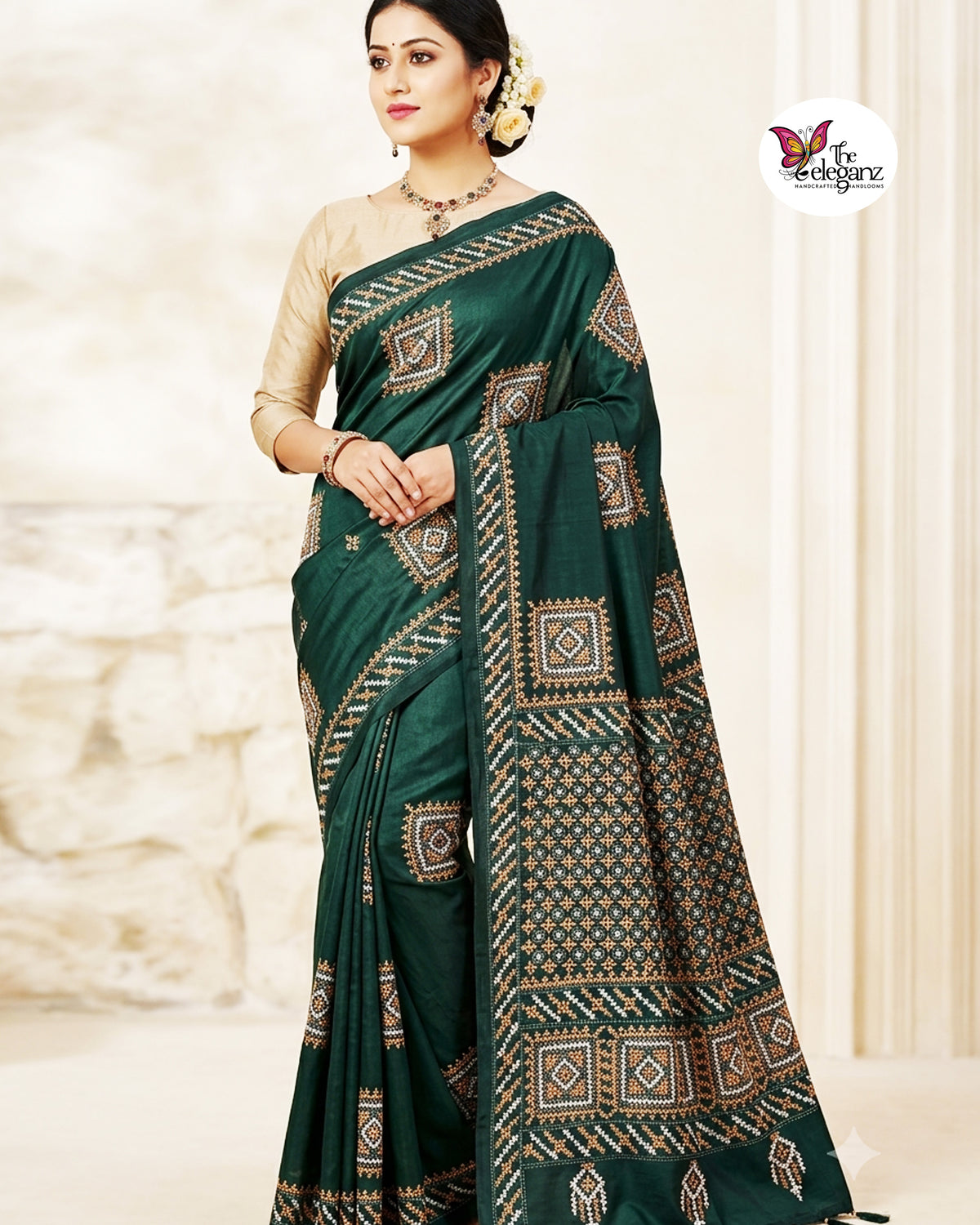Chakor – Blended Bangalore Silk Gujarati Stitch Saree