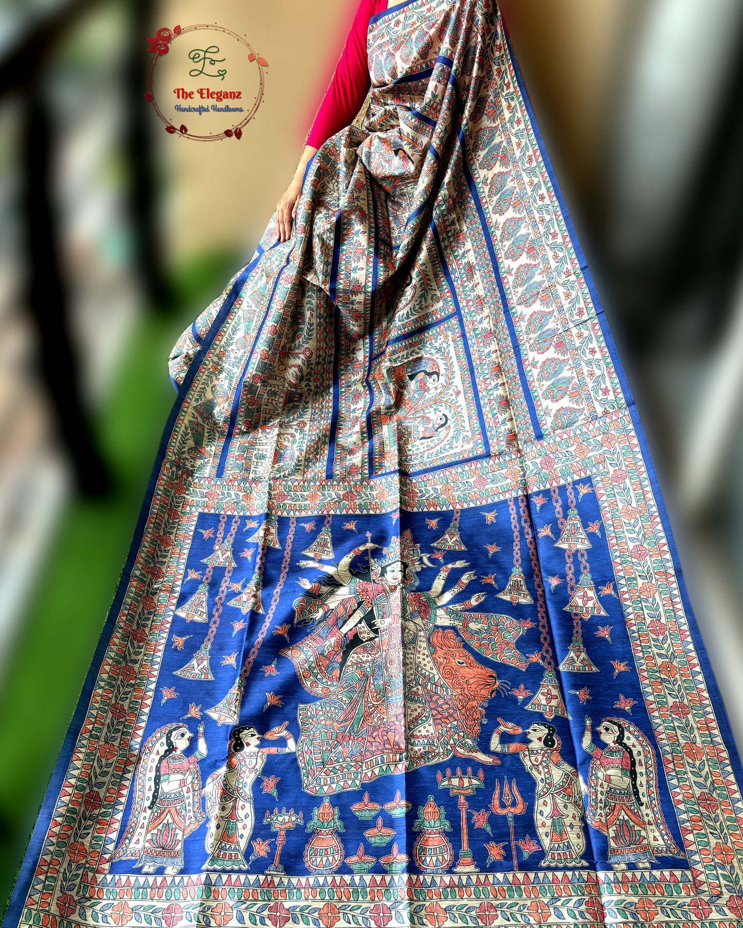 Azure Madhubani Saree